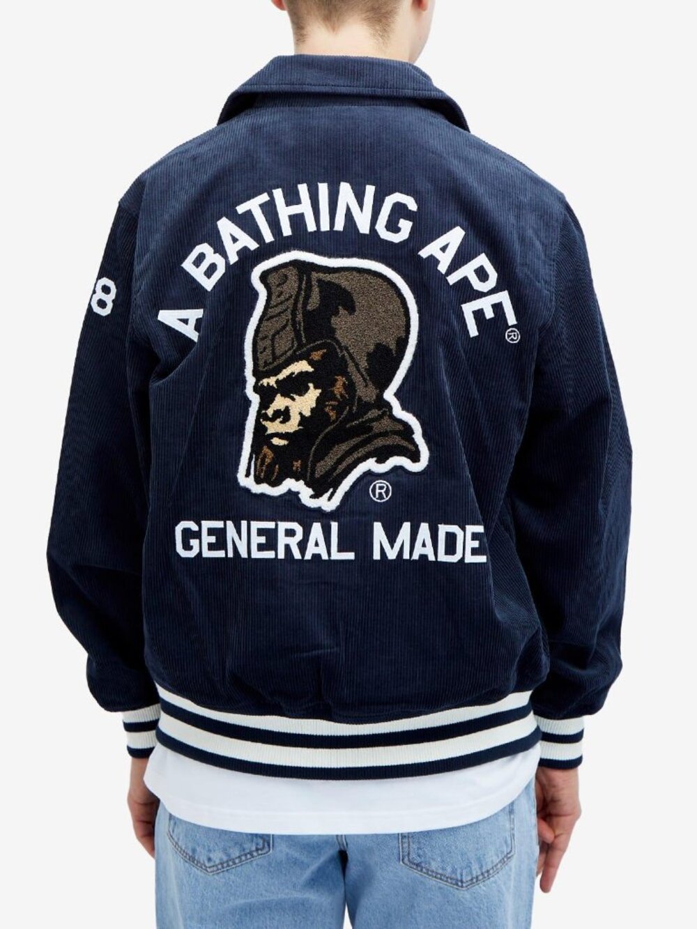 Vintage 90's Bape Football Varsity Corduroy School Jacket by A Bathing Ape Japan - Picture 2 of 13